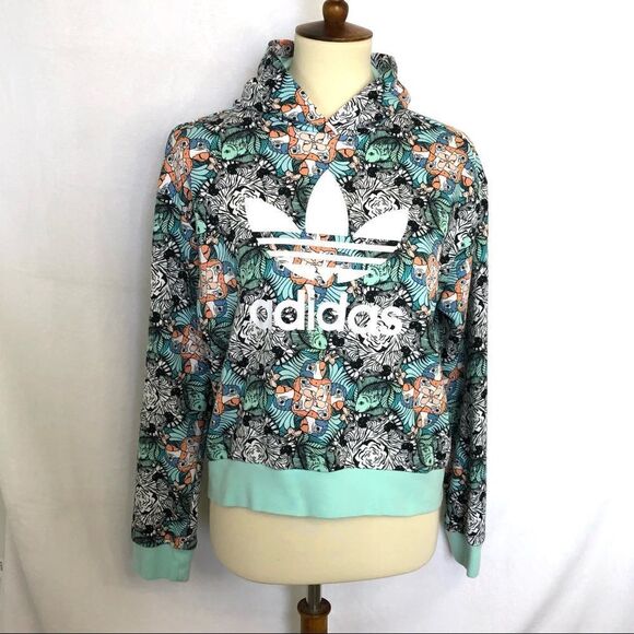 ADIDAS ORIGINALS HOODED SWEATSHIRT ZOO PRINT - Picture 1 of 7